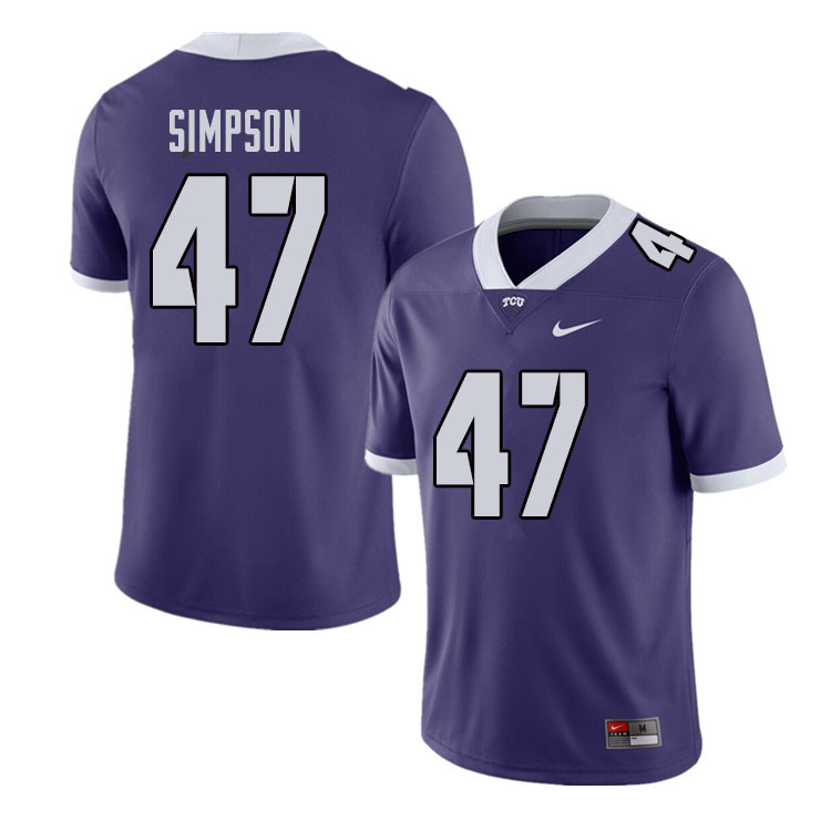 Men #47 Jacoby Simpson TCU Horned Frogs College Football Jerseys Sale-Purple
